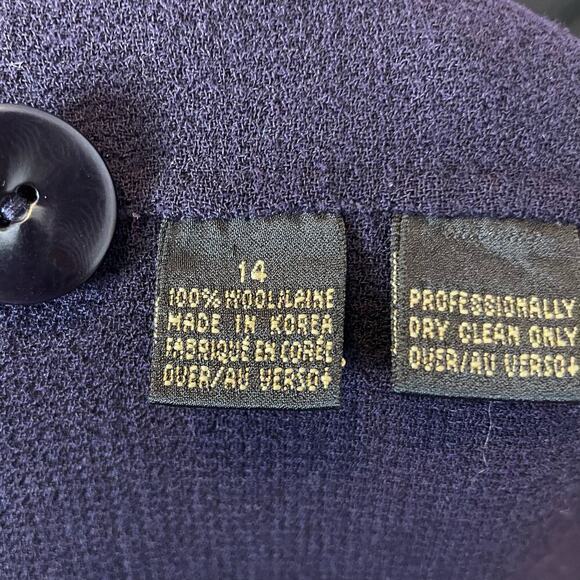 Dana Buchman jacket 14 navy blue wool open front knee length - Picture 10 of 10